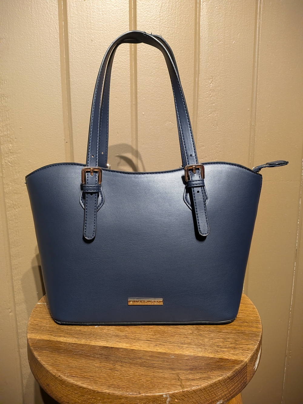 41 Hawthorn Navy Faux-Leather Structured Tote